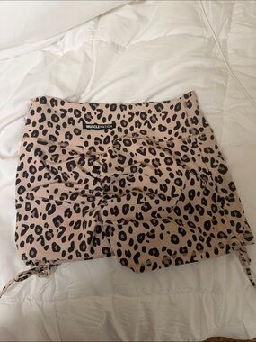 Women's Leopard Print Beige Workout Shorts muscle nation scrunch